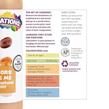 Colorations Washable Multicultural Paint, Color Like Me, 16 fl oz Bottle, Cinnamon Skin Color, Kids Paint,Art Supplies, Diversity, Skin Tones, Multi-ethnicity, Multi Cultural - color: Cinnamon