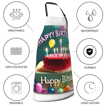 Cartoon heart sun Heavy Duty Waterproof Apron with Pockets for AdultsResistant Grilling, Gardening, Painting - color: Happy Birthday Beautiful