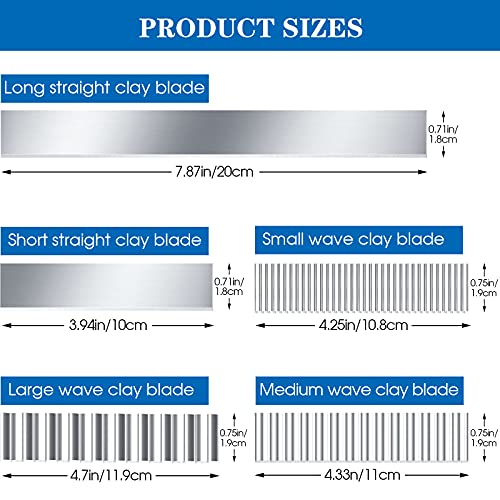 Honoson 10 Pieces Polymer Clay Cutters Tools Clay Tissue Blade Slicer Carbon Steel Cutting Slicing Tools for DIY Shaping Modelling Slicing Sculpting, Straight and Wave