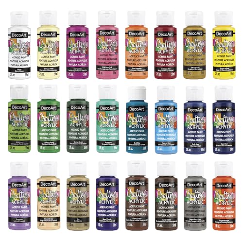 DecoArt Crafter’s Acrylic Paint Set – Popular Colors, 24 Bottles (2 fl oz) – Easy Craft Paints, Classrooms, Art Projects & DIY Crafts