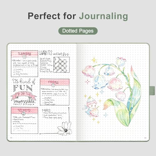 AHGXG Dotted Journal Notebook, 160 Numbered Pages, A5 Medium Size (5.7'' x 8.3''), 120 GSM Thick Paper, Leather Hardcover, for Journaling, Planning, Tracking (Sage Green) - color: Sage Green, style: Dotted
