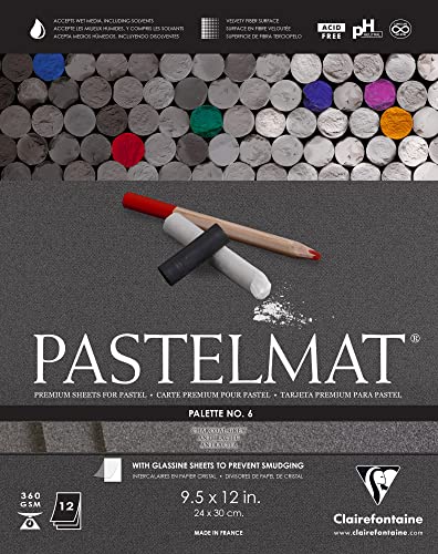 Clairefontaine Pastelmat Glued Pad - Palette No. 6 - (9 1/2 x 12 Inches) 24 x 30 cm - 360g - 12 Sheets - Charcoal Grey - color: Charcoal Grey, size: 24 x 30 CM