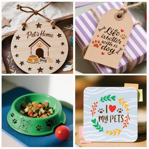12 Sheets Pet Theam Stencils for Painting, 25 Styles Dog Cat Dog Bone Drawing Templates Cute Animal Reusable Border Stencil for Painting on Wall Wood Home Decor - style: Pet