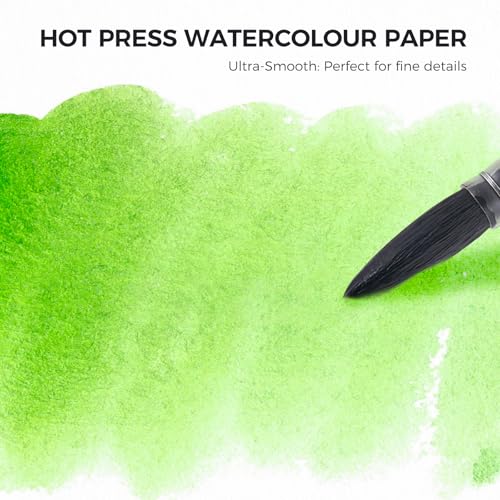 Lightwish Watercolor Sketchbook, 100% Cotton 300gsm Hot Press, 5.8" x 8.2", 20 Sheets, A5 Binder Bound & Refillable, Acid Free Paper for Artists, Adults, Students, Travel Art Journal - color: British Retro - Green