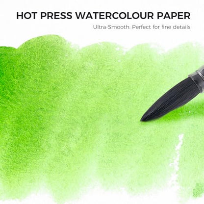 Lightwish Watercolor Sketchbook, 100% Cotton 300gsm Hot Press, 5.8" x 8.2", 20 Sheets, A5 Binder Bound & Refillable, Acid Free Paper for Artists, Adults, Students, Travel Art Journal - color: British Retro - Green