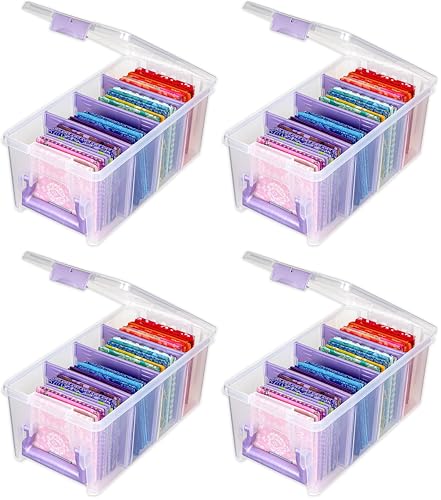 ArtBin Semi Satchel Portable Craft Organizer with 3 Dividers - Clear Plastic Storage Case for Art & Craft Supplies (Pack of 4) - color: Purple, size: Pack of 4
