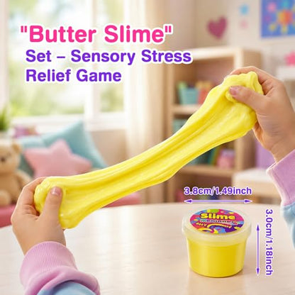 80 Pack Butter Slime Kit for Party Favors, Mini Bulk Scented Slime for Kids, Birthday Gifts for Boys Girls, Soft Non-Stick Sludge Toy for Stress Relief, School Classroom Rewards, Easter Fillers - style: 80 Pcs Butter Slime