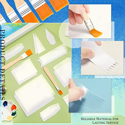Potchen 30 Pcs Acrylic Pouring Swipe Painting Tools Supplies Acrylic Pouring Tools Supplies Brush Paint Scrapers 25 Pcs Swipe Accessories and 5 Brush for Painting Technique