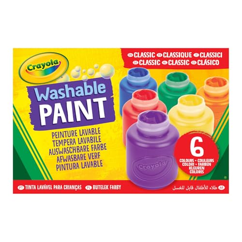 Crayola Washable Kids Paint, 6 Count, Kids At Home Activities, Painting Supplies, Gift, Assorted