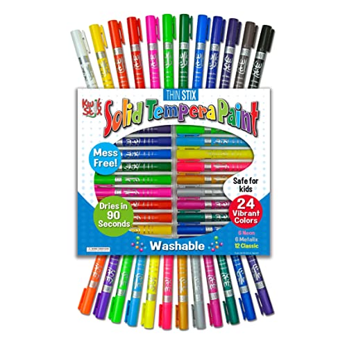 Kwik Stix Solid Tempera Paints, Thin Stix Paint Pens, Super Quick Drying, 6 Neon, 6 Metalix & 12 Classic Vibrant Colors - TPG-620 (Pack of 288) - size: 24 Count (Pack of 12)