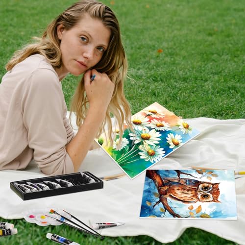 Cholemy 36 Pcs Paint and Sip Kit for Adults 8''x10'' Pre Drawn Canvas for Painting DIY Afro Acrylic Painting Kit Wood Easel Brushes Date Night Bulk for Summer 4th of July Party Gift(Plants Animals) - style: Plants Animals