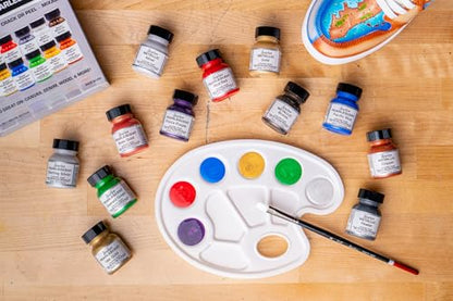 Angelus Acrylic Leather Paint Kit Metallic & Pearlescent 12 Pack Set (1 oz each) - Professional Metallic Acrylic Paint - Flexible, Crack, Peel Resistant for Shoes, Sneakers, Canvas, Demin, Wood