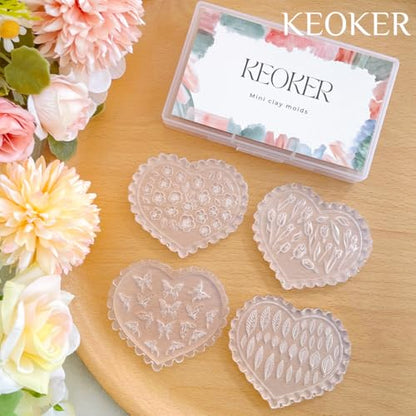KEOKER Spring Polymer Clay Molds, Polymer Clay Silicone Molds, Flower Polymer Clay Mini Molds, 4pcs Earring Molds for Polymer Clay, Polymer Clay Molds for Jewelry(Substitute Micro Clay Cutters) - color: 4PCS Color