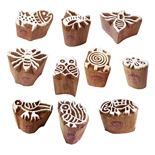 Tattoo Print Blocks Beautiful Small Animal Design Wood Stamps (Set of 10) Htag2106 - color: Htag2106