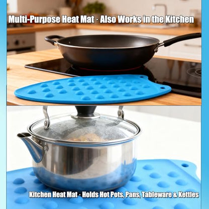 LeLehome Silicone Iron Rest Pad for Ironing Board Hot Heat Resistant Steam Compact Mat Anti-Slip Home Tools Kitchen Pot Tableware Mat Placemat, Blue - color: Blue