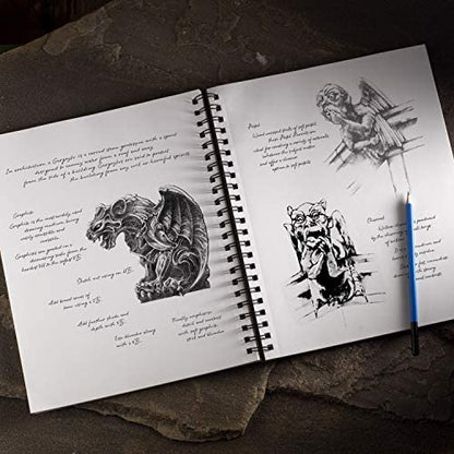 Castle Art Supplies Premium Sketch Books 9in x 12in | Double Sketch Pad Pack | 200 Sheets of Quality 90gsm Paper | for Adult Artists and Learners | Spiral Bound for Versatility