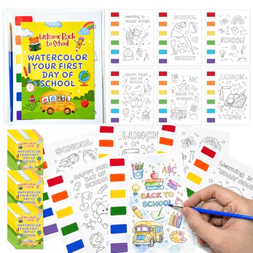 Zoyeven 144 Pcs Back to School Watercolor Coloring Books Party Favors First Day of School Gifts Art and Crafts Well-Packaged Classroom Reward Prizes Activity - color: Back to school, size: 144