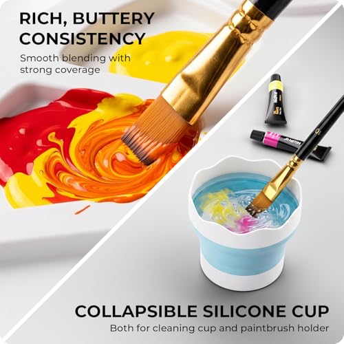 Nicpro 92PCS Acrylic Paint Canvas Set for Adults, Art Painting Supplies Kit with 48 Acrylic Paints,Table Easel,8 Canvas Panels,12 Brushes,Paper Pad,Cleaning Cup, Sponge, Palette for Beginner Artist - color: 92 piece+48 colors