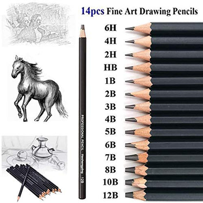 Heshengping, Sketching and Drawing Pencils Set-26pcs,Art Supplies Drawing Kit,Graphite Charcoal Professional Pencils Set, Adults Beginners Artist - style: Brown | 26 Pack