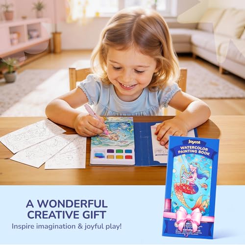 JoyCat Pocket Paint with Water Coloring Books for Kids, Art & Craft Activity Toy Set, Creative Travel & Home Painting Kit, Gifts for Girls & Boys Ages 3-8 (Ocean Princess) - style: 1 Pack - Ocean Princess