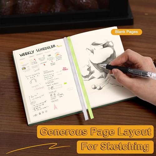 Thick Blank Journal Notebook 400 Pages 3.9 × 5.5 No Lines Soft Leather Pocket Blank Notebook for Women Drawing Book Memo Writing Sketch Diary Notebook Upgrade Page (dark green) - color: dark green