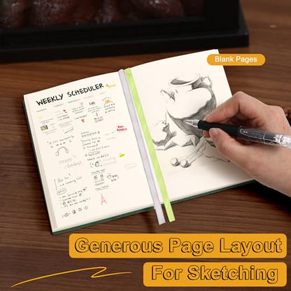 Thick Blank Journal Notebook 400 Pages 3.9 × 5.5 No Lines Soft Leather Pocket Blank Notebook for Women Drawing Book Memo Writing Sketch Diary Notebook Upgrade Page (dark green) - color: dark green