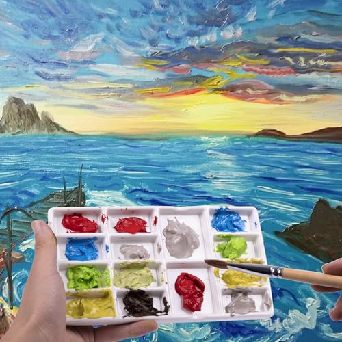 Travel Watercolor Palette,Portable Ceramic Palette with 14 Well,Metal Paint Box with Porcelain Palette(Silver Box) - color: Silver