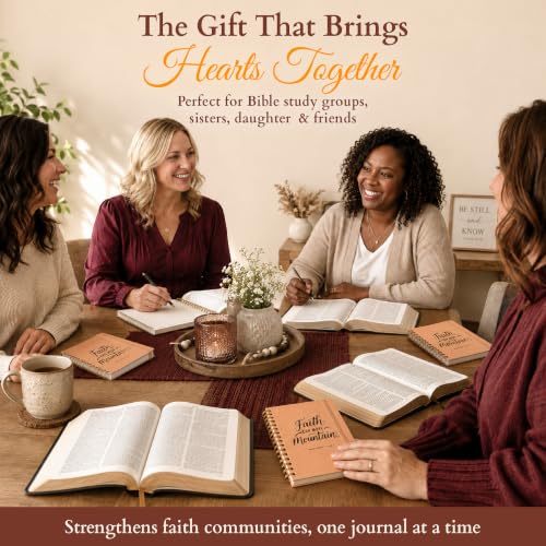 Only Zest Hardcover Blank Christian Notebook – 140 Pages - Matthew 17:20 | Lined Pages with Bible Verse Cover – Inspirational Writing Spiral Notebook for Bible Study, "Faith Can Move Mountains" - color: Faith_Beige