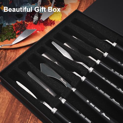 PHOENIX Flexible Palette Knife Set - 8 Pieces Stainless Steel Painting Knives with Gift Box, Art Knife Paint Spatula for Oil Acrylic Paint