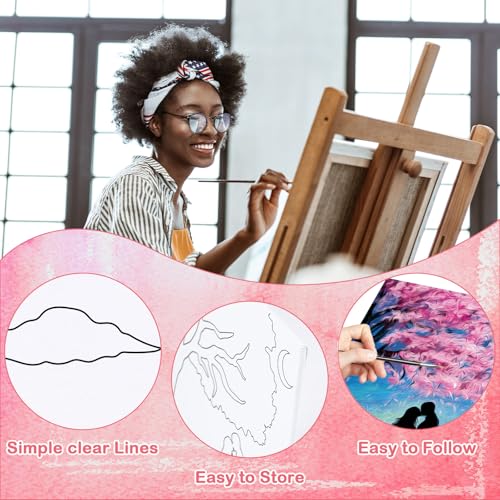 16 Pcs Pre Drawn Canvas for Painting for Adults Sip and Paint Kit Pre Printed Canvas to Paint DIY Art Party Supplies Couples Date Night (Romantic Encounter, 8x10 in) - size: 8x10 in, style: Romantic Encounter