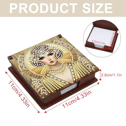 Diamond Painting Kit memo Box, Diamonds Art DIY Queen Patterns Sticky Note Box Special Shape Drill, with 160 Sticky Note, Ideal for Home Office Supplies, Handicrafts, Holiday Gifts - color: Queen