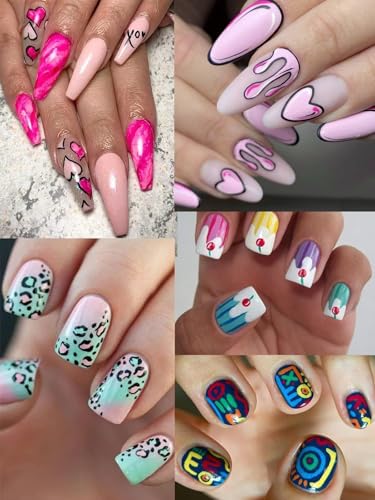 Kalolary 3D Nail Art Pens Set, 12 Color Pens, DIY Nail Art Beauty Adorn Manicure Tools - color: A
