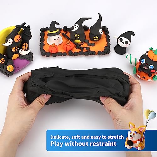 ifergoo Black Air Dry Clay, DIY Creative Modeling Clay for Kids, Super Light Magic Foam Clay for Kids Age 3-12, Soft, No-Sticky & Non-Toxic, Molding Clay for School Art & Craft Project(100g/3.5oz) - color: Black/100g