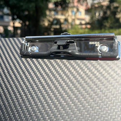 17.6 * 12.6 * 0.06inch 304 Stainless Steel Clip Super Hard&Portable Carbon Fiber Clipboard with Hook&Pen Holder,Strong Low Profile Clip,Dry Carbon Clip Board,Big Writing Board,Ledger A3 8K - color: 304 Stainless Steel Clip, size: 17.6*12.6*0.06inch+1Clip