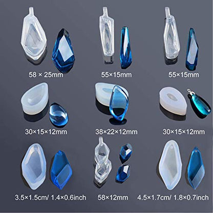 Seasonsky Silicone Resin Kits Assorted Style, 12 PCS Jewelry Casting Molud, 15 PCS Making Tools, Stud Earring and Eye Screw Pins for Jewelry Craft Making