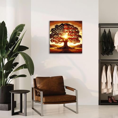 GOUOYANA Paint by Numbers for Adults and Kids Beginner, Tree of Life Painting by Number Kits On Canvas, Number Artist Paint by Number Kit DIY Oil Painting Acrylic Paints, Home Wall Decor Gift 12X16in