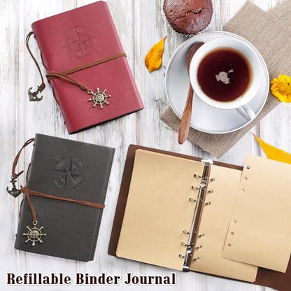 MALEDEN Leather Writing Journal Notebook, Classic Spiral Bound Notebook Refillable Diary Sketchbook Gifts with Unlined Travel Journals to Write in for Girls and Boys (Sky Blue) - color: Sky Blue
