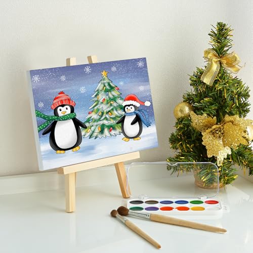 COCHIE 6 Pack 8x10 Inches Christmas Pre Drawn Canvas to Paint for Sip and Paint Party, X-mas Pre Printed Canvases, Peppermint Candy House Snowman Pre Sketched Canvas for Painting for Adults, Kids - size: 8x10 Inches, style: XMAS