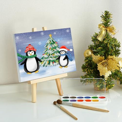 COCHIE 6 Pack 8x10 Inches Christmas Pre Drawn Canvas to Paint for Sip and Paint Party, X-mas Pre Printed Canvases, Peppermint Candy House Snowman Pre Sketched Canvas for Painting for Adults, Kids - size: 8x10 Inches, style: XMAS