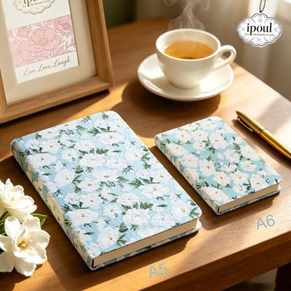 Art Creation Sketchbook, Cute Sketch Notebook, Drawing Journal, A5, Blank Pages, Unlined Paper, Hardcover, Lay Flat, Pretty Sketch Journal for Women, Gardenia - color: Flower Gardenia, style: Plain