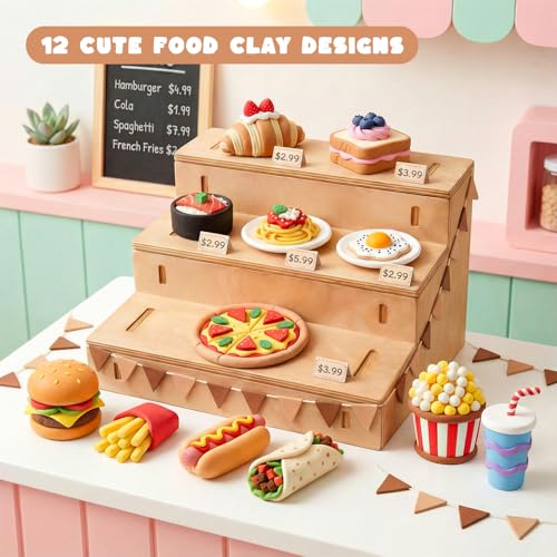 Shuttle Art Air Dry Clay for Kids - Food Store, 21 PCS Modeling Clay Kit with Sculpting Tools and Tutorials, Safe & Non-Sticky, Craft Gifts for Boys & Girls - style: Food Store
