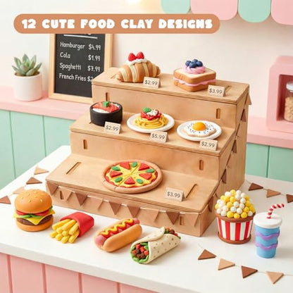 Shuttle Art Air Dry Clay for Kids - Food Store, 21 PCS Modeling Clay Kit with Sculpting Tools and Tutorials, Safe & Non-Sticky, Craft Gifts for Boys & Girls - style: Food Store