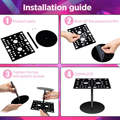 Jetec Acrylic & Silicone Drying Rack for 54 Makeup Brushes, Collapsible, Portable - color: Black