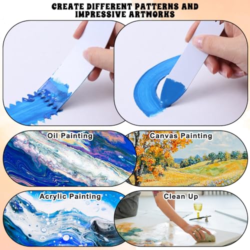 8 Pcs Plastic Paint Scraper, Acrylic Swipe Painting Tools with Brush Paint Scraper Plastic Painting Swipe Accessories Acrylic Pouring Tools for Acrylics Technique