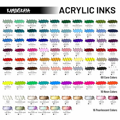 KAMENSKAYA Acrylic Inks for Artists - Cool Red Acrylic Ink, 3.38 Fl Oz (100 ml) - color: Cool Red