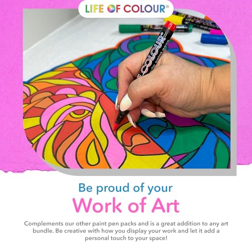 Life of Colour - Vivid Brush Tip Acrylic Paint Pens | Vibrant & Neon acrylic paint pens with flexible brush tips for wood, fabric, glass, ceramic, rocks & canvas. - style: Vivid Fine Tip Markers