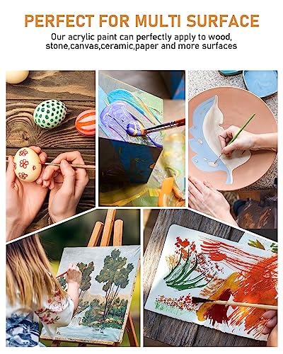Nicpro 14 Colors Acrylic Paint Set (10oz/300ml), Large Bulk Acrylic Paints kits Rich Pigment Art Painting Supplies for Artists, Beginners, Adults on Rock Crafts Canvas, Wood, Ceramic with Pump - color: 10oz 14colors