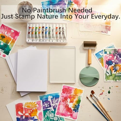 Gel Printing Plate Kit 2 - 5x7" & 8x10" Reusable Gelli Plates for Mono printing, Art Printmaking, Card Making & Scrapbooking - Eco-Friendly, Easy to Clean, Complete Starter Set with Tools