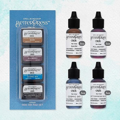 Spellbinders BetterPress Letterpress Ink Pad & Reinkers Bundle (Regal) - color: Regal