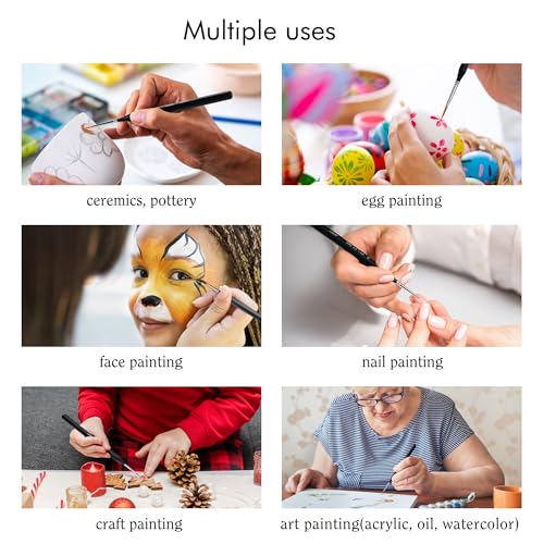 ARTIFY Miniature Detail Paint Brush Set: 9-Piece Round Fine Tip Small Model Paintbrushes, Thin Mini Tiny Micro Paint Brushes for Miniature Art Painting Accessories